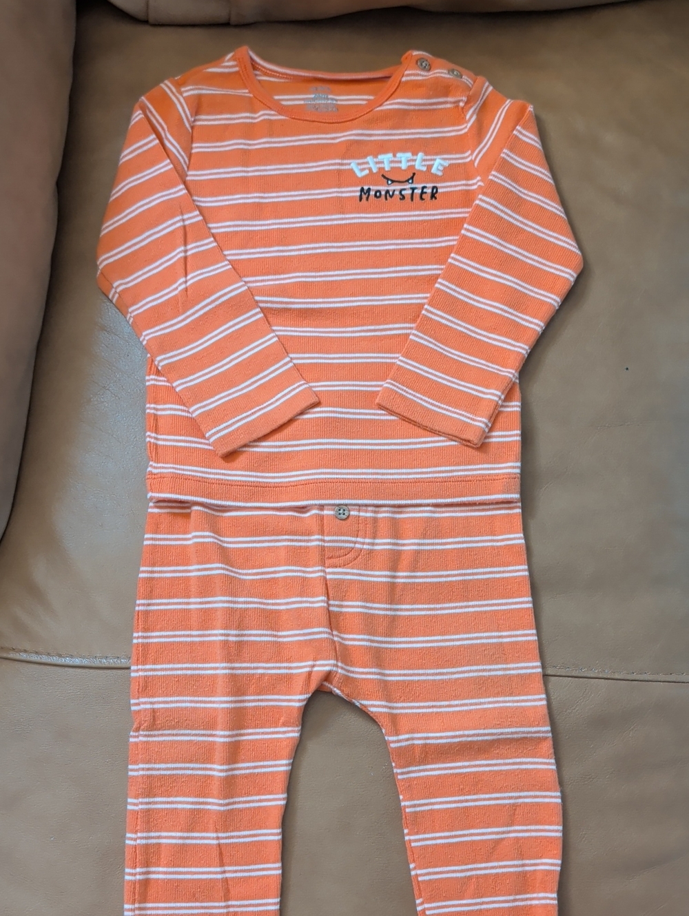 Carter's Orange and White Stripe Long-Sleeve And Pants Outfit - Little Monster